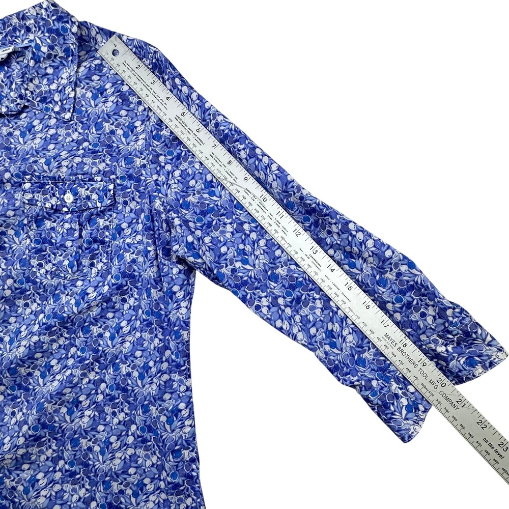 St Johns Bay Womens Blue Floral Berry Print 100% Cotton Button Down Shirt Large - Picture 7 of 15